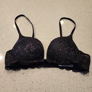 Victorias Secret Biofit Push Up Bra 34B Black Underwire Padded